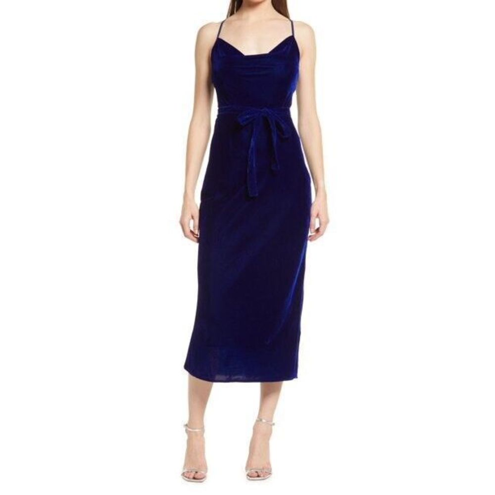ADELYN RAE ZANA VELVET COWL NECK SLIP DRESS Size M - Picture 3 of 12